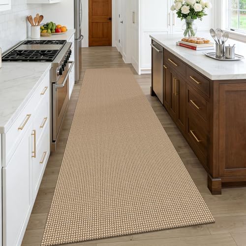 KOZYFLY Boho Runners for Hallways 3x10 ft Washable Kitchen Runner Non Slip Rubber Backed Hallway Rugs Cotton Entryway Runner Rug for Indoor Hall, Backdoor, Kitchen, Orange Beige/Tan/Brown - Image 2