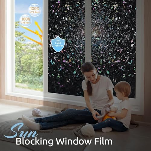 rabbitgoo Rainbow Window Privacy Film, Stained Cling, Black, 23.6" x 118.1" - Image 5