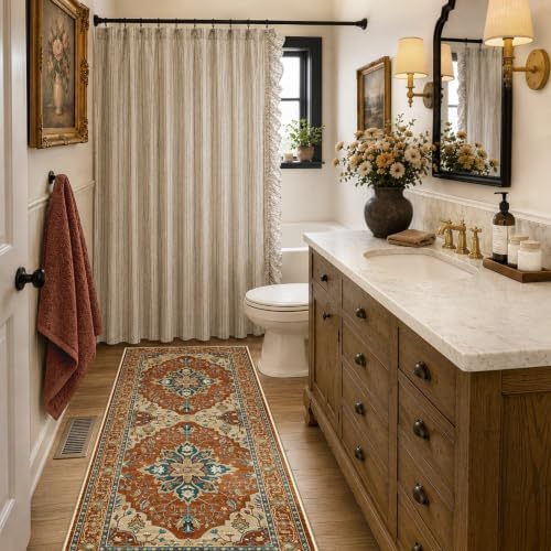 RELEANY Washable Area Rug, Runner 2'x6', Red/Orange/Blue/Brown - Image 2