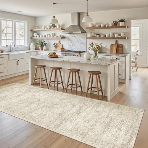 Soalmost Washable Kitchen Runner Rug 3x8 Hallway Entry Rugs Non-Slip, Beige by Soalmost