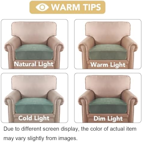 H.VERSAILTEX Velvet Stretch Couch Cushion Cover Plush Cushion Slipcover for Chair Cushion Furniture Protector Seat Cushion Sofa Cover (1 Piece Armchair Cushion Covers, Sea Grass) - Image 6