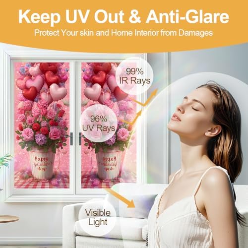 Cmialusie Valentine Heart Window Film 39.3 x 17.3 Inch Cling - Image 4