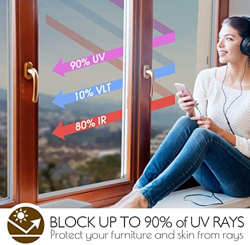 HIDBEA One Way Privacy Window Film,Heat Blocking, Brown,29.5in x 6.5ft - Image 3