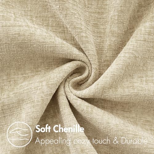 MIULEE Soft Chenille Throw Pillow Covers Beige 16x16 Inch Pack of 2 - Image 2