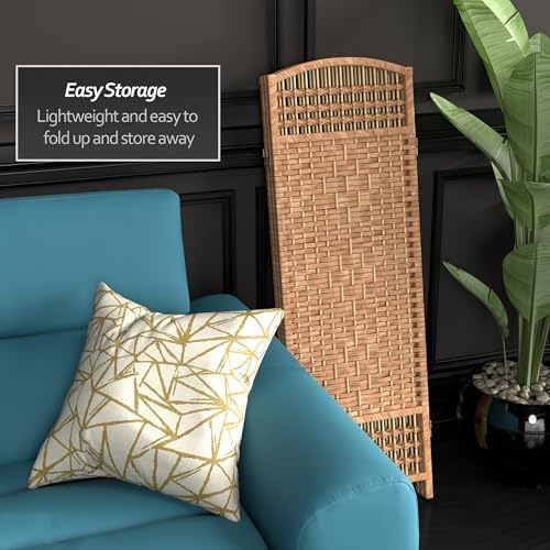 4 ft. Short Fiber Weave Folding Screen - Natural - 3 Panels - Image 4