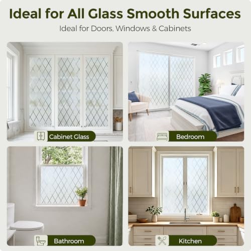 Frosted Window Privacy Film Diamond Static Cling 29.5 x 78.7 in - Image 6