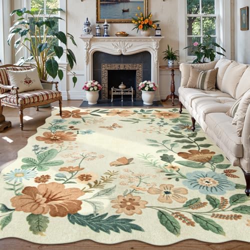 Lahome Floral 9x12 Area Rugs for Living Room, Soft Washable Bedroom Rugs by Lahome