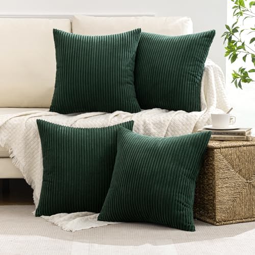 MIULEE Soft Corduroy Decorative Throw Pillow Covers Army Green 18x18 - Image 5
