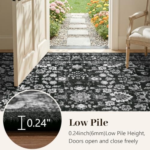 8x10 Ft Large Area Rugs for Living Room, Soft Non-Slip Machine Washable Rug, Vintage Stain Resistant Carpets for Bedroom Nursery Dining Room Home Decor (Black) - Image 6