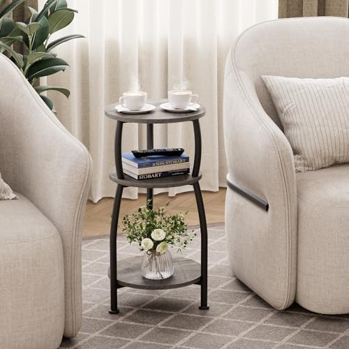 Small Round Side Table, 3-Tier Slim End Table for Small Spaces - Image 5