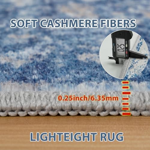 10x14 Area Rugs for Living Room Washable Dining Room Blue Grey White - Image 5