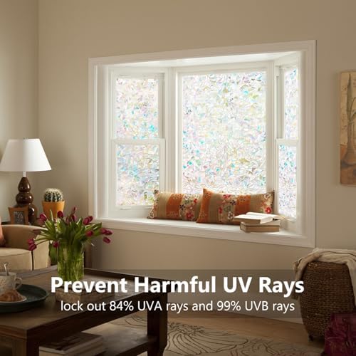 LEMON CLOUD Window Privacy Film, Rainbow Stained Glass Cling,35.4″ x 157.4″ - Image 3
