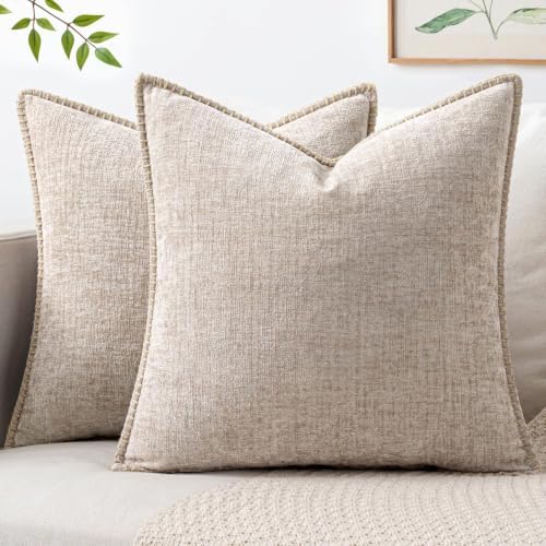 MIULEE Decorative Couch Throw Pillow Covers 18x18 Inch Taupe 2 Pack by MIULEE