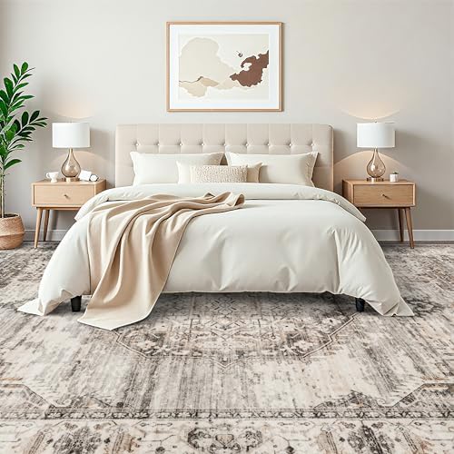 YOUFORTONG 12x15 Area Rug Washable：Large Living Room Area Rugs - Machine Washable Stain Resistant Rug - Soft Low Pile Carpet for Bedroom Dining Room 12'x15' Beige - Image 4
