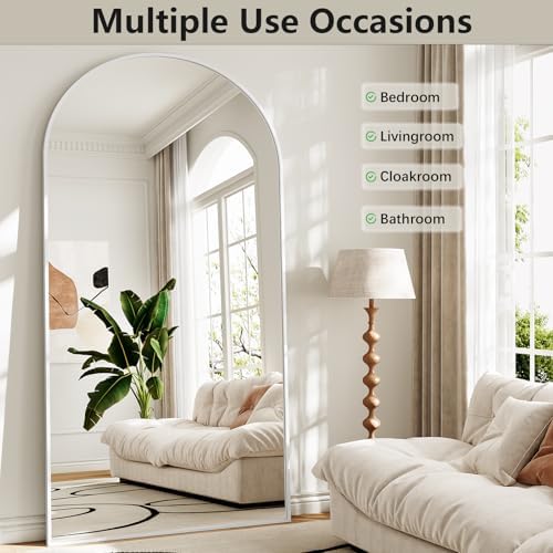 Mirror Full Length, 78"x35" Oversized Arched Floor Full Length Mirror with Stand, Room Decor Big Full Body Floor Mirror with HD Tempered Glass Aluminum Frame for Bedroom Living Room, White - Image 4