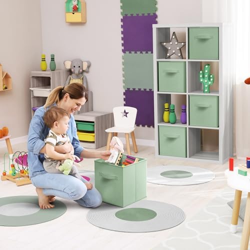 Sorbus Fabric Storage Cubes, 6-Pack Foldable Bins (13 Inch, Sage Green) - Image 4