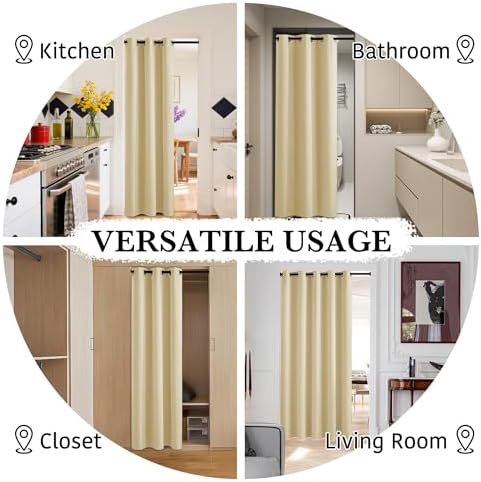 RYB HOME 100% Blackout Curtain, Bedroom Patio Sliding Glass Door Drape - Image 5