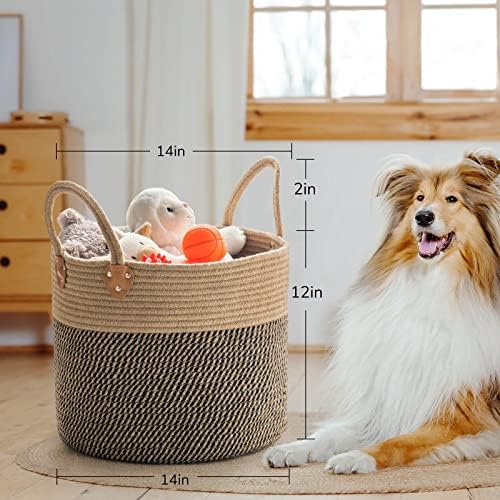 CHICVITA Wicker Storage Basket with Leather Handles, 14" x 12", Black - Image 5