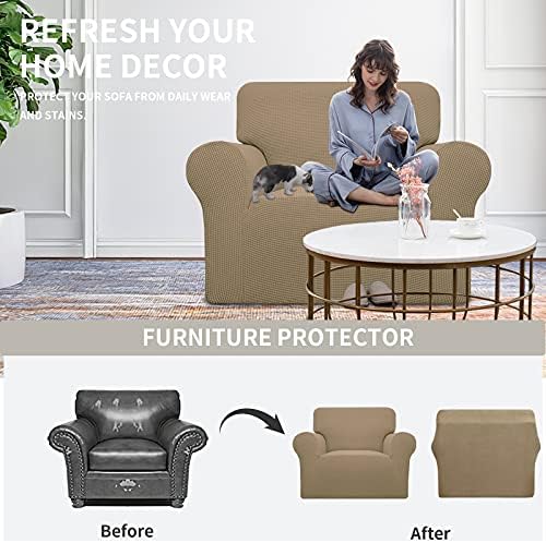 Easy-Going Stretch Oversized Chair Slipcover with Arm Washable Tan - Image 4