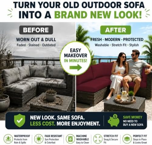 12 Pcs Outdoor Cushion Covers, Patio Sofa Cushion Covers Replacement - Image 3