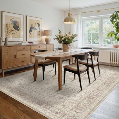 Rugxara 6x9 Washable Area Rug for Living Room, Vintage Neutral Rug - Image 3