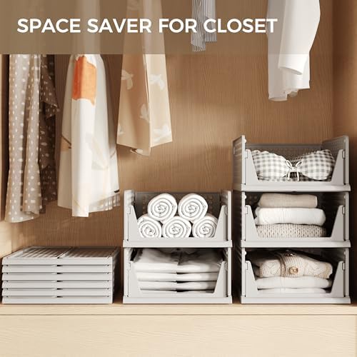 Pinkpum 6 Pack Closet Organizer Storage Bins Stackable Plastic Drawer Shelf - Image 4