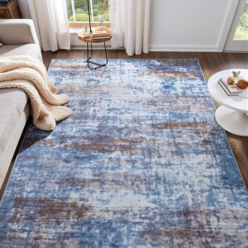 Modern Abstract 3x5 Rug, Non Slip Entryway Rug, Soft Machine Washable Rugs by Enqinar