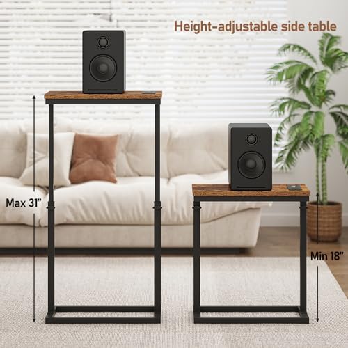TUTOTAK End Table with Charging Station, Side Table, Tall Couch Table - Image 2