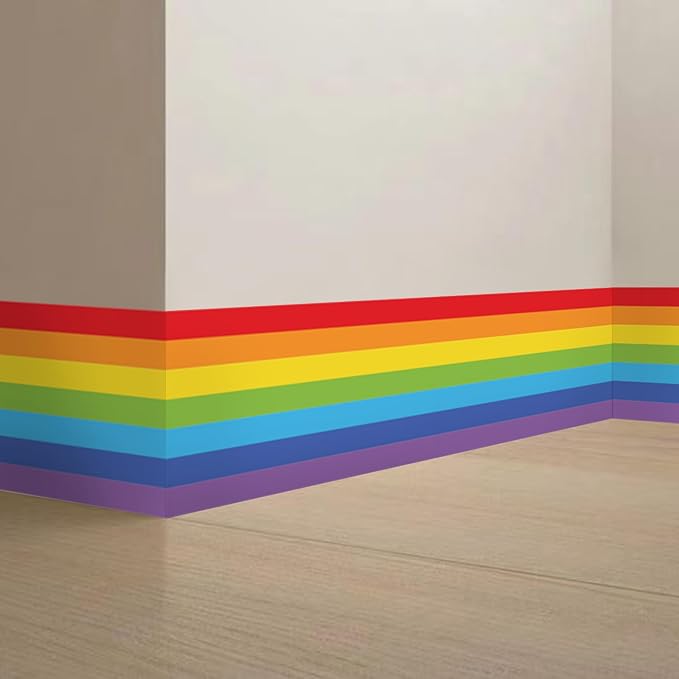 Rainbow Self-Adhesive Wall Border Sticker Nursery Peel and Stick Baseboard Tape Removable Waterproof Home Decoration Living Room Decals - Image 6