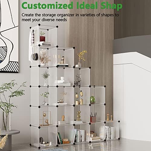 C&AHOME 20-Cube Shelf, Plastic Cube Storage Organizer, DIY Bookshelf White - Image 5