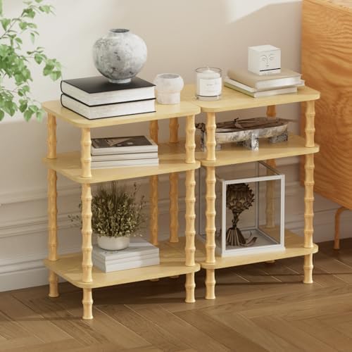 Side Table,Living Room End Tables with 3-Tier,Small Nightstand Table for Small Spaces,Sofa Side,Bedside, Bathroom,Coffee Table,Modern Bedside Table,Stable Frame,Easy Set Up (Rustic Walnut) - Image 2