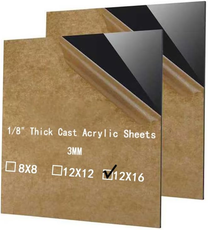 Plexiglass Sheets 1/8 in Black Cast Acrylic Sheet Polycarbonate 12X16 by YMYKLB