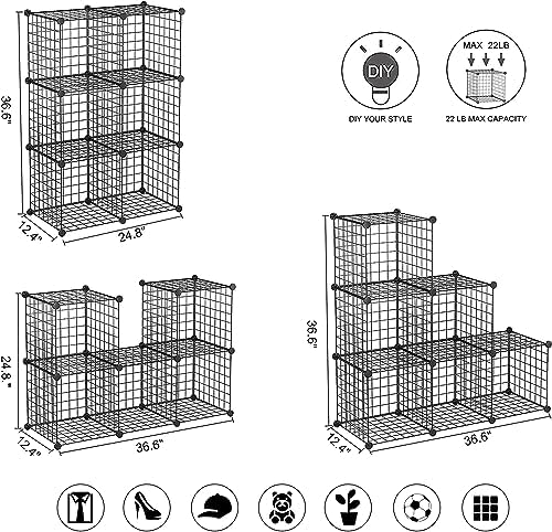 C&AHOME Wire Cube Storage, 6 - Cube Organizer Metal C Grids, Storage, Black - Image 3