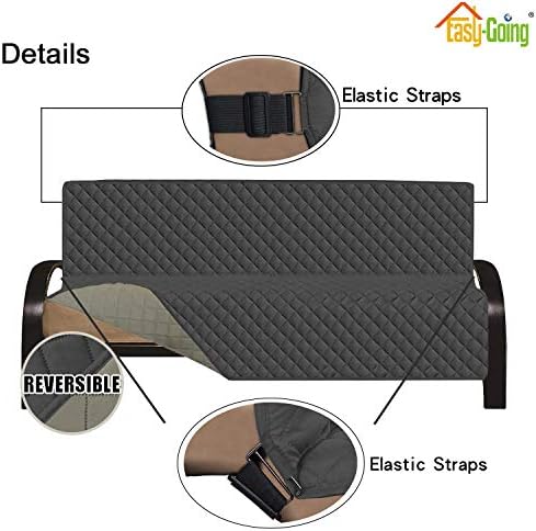 Easy-Going Reversible Couch Cover, Large Futon Sofa, Darkgray/Beige - Image 4