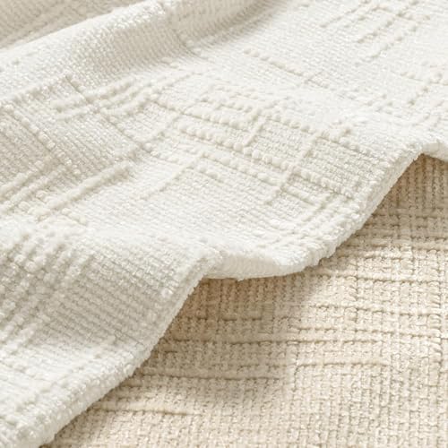 MIULEE Chenille Textured Lumbar Throw Pillow Covers Cream White 12x20 - Image 2