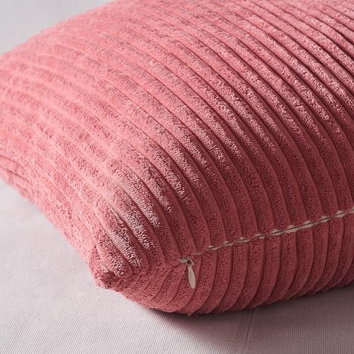 Topfinel Pink Throw Pillow Covers 16x16 Inch Set of 4,Soft Farmhouse Corduroy Decorative Cushion Cover,Square Cute Pillow Case for Gril's Bedroom Couch Sofa Living Room,Spring Series Home Decor - Image 2