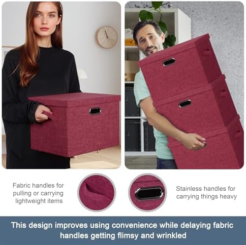 Storage Bins with Lids Fabric Closet Organizers Cubes Office Organization - Image 5