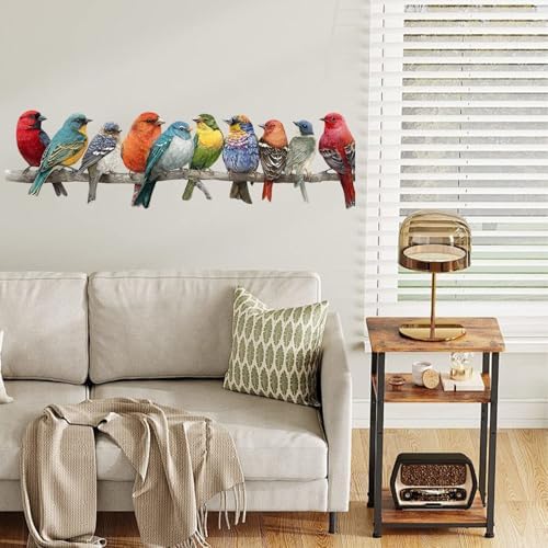 ANNA QUEEN Colorful Birds Wall Decals Peel and Stick Bird Wall Stickers on Branch, Removable Vinyl Nature Wildlife Wall Decor for Living Room Bedroom Nursery Window Hallway Large Bird Wall Art - Image 6