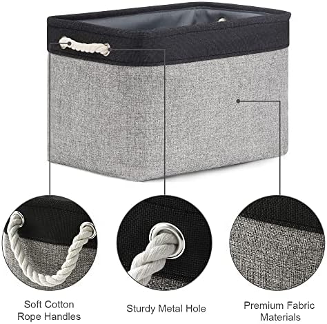 TheWarmHome Storage Basket for Organizing - 16x12x12 inch Cube Storage bin 3 Pack Fabric Storage Cubes, Collapsible Storage Box for Organizer Cloth Gift Toy Closet (Black & Grey) - Image 5