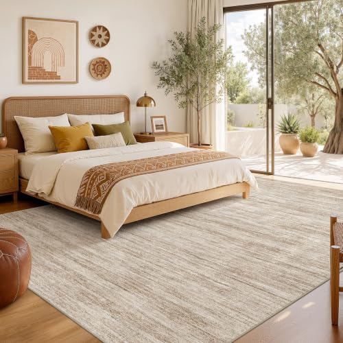Nakagishi 10X12 Area Rugs Living Room: Washable Large Vintage Rug Neutral Non-Slip Soft Stain Resistant Indoor Carpet for Bedroom Nursery Dining Room Office Playroom - Dark Brown - Image 6