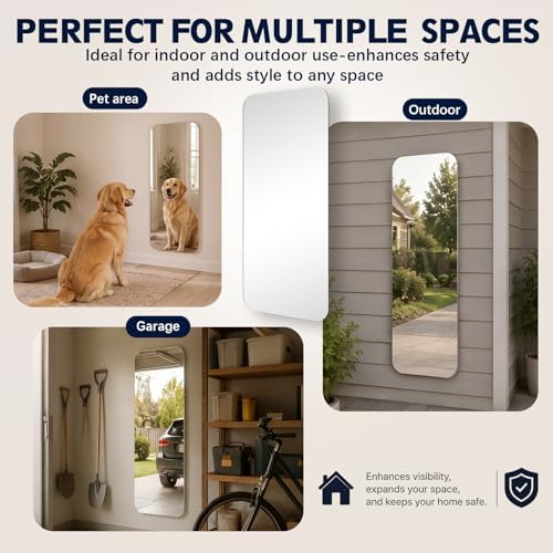 Marsui 1 Pcs 24 x 48 Inch Acrylic Safety Mirror Outdoor Shatterproof Self Adhesive Unbreakable Plastic Mirror with Rounded Corners and Full Adhesive Backing for Rvs Classroom Bedroom Bathroom - Image 4