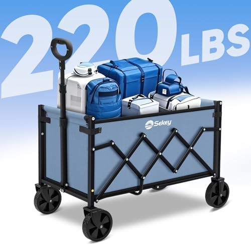 Sekey Lightweight Collapsible Wagon, 220 lb Capacity, Quick-Fold Cart - Image 3