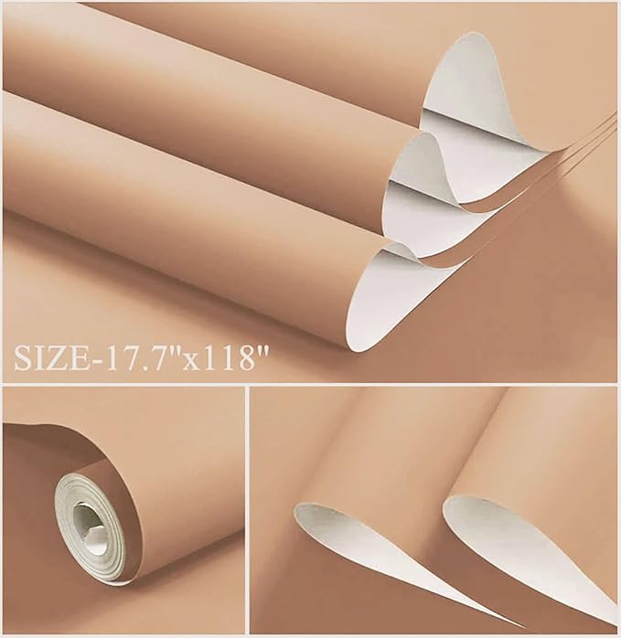 Dimoon 393''x17.7'' Orange Peel and Stick Wallpaper Contact Paper Modern Self Adhesive Wall Paper Removable Renter Friendly Textured Solid Color Shelf Cabinet Vinyl Roll (393''x17.7'',Coral Orange) - Image 2