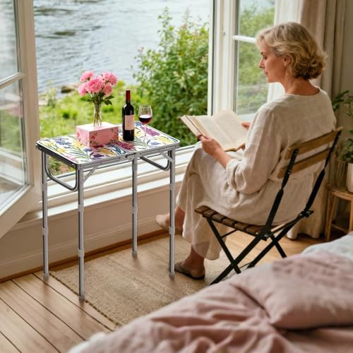 Anbte 2ft Small Folding Table, 3 Adjustable Height for Camping, 24" x 16" - Image 2