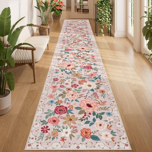 DUKINO 2x12 Washable Runner Rug, Non Slip Long Kitchen Runner Rug, Beige by DUKINO