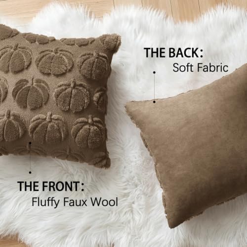 MIULEE Fall Pillow Covers Pumpkin Fall Decor 18x18 Coco Brown - Image 6