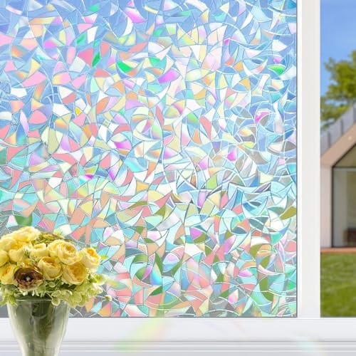 HIDBEA Window Privacy Film Static Clings,Rainbow Window Film,23.6in x 6.5ft by HIDBEAWindowFilm
