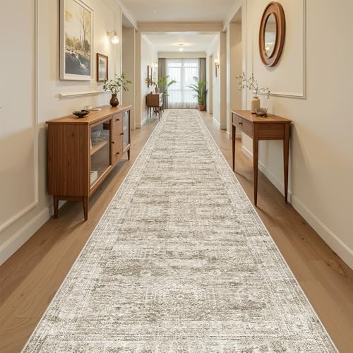 Soalmost Washable 3x18 Hallway Runner Rug Non-Slip Kitchen Entry Rugs Brown - Image 4