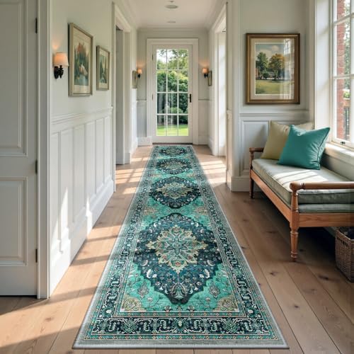 RELEANY Washable Area Rug, Runner 2'6"x12', Teal by RELEANY