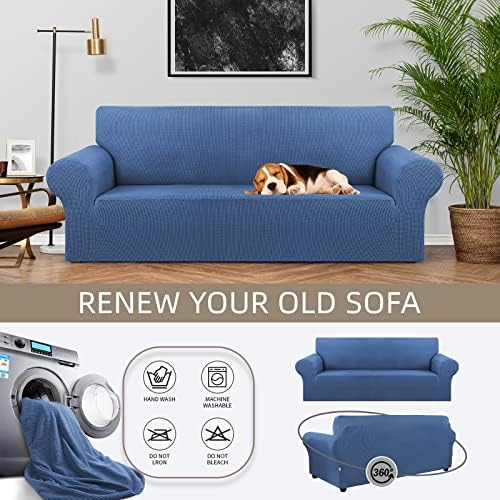 KEKUOU Stretch Couch Covers for Sofa, 3 Cushion Couch Slipcover,Riverside - Image 3